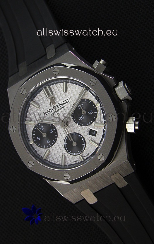 IMG_9085 Audemars Piguet Royal Oak Chronograph White Dial Rubber Strap Replica 2