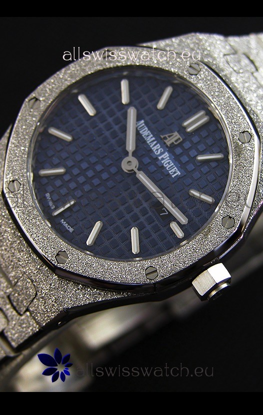IMG_9085 Audemars Piguet Royal Oak Frosted White Gold QUARTZ Navy Blue 33MM - 1:1 Mirror Replica 2