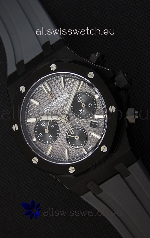 IMG_9085 Audemars Piguet Royal Oak Chronograph Slate Grey Dial Rubber Strap PVD Case Replica 2