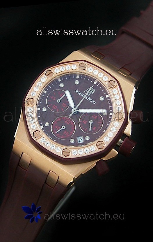 IMG_9085 Audemars Piguet Royal Oak Offshore Lady Alinghi in Maroon Checkered Dial Replica 2