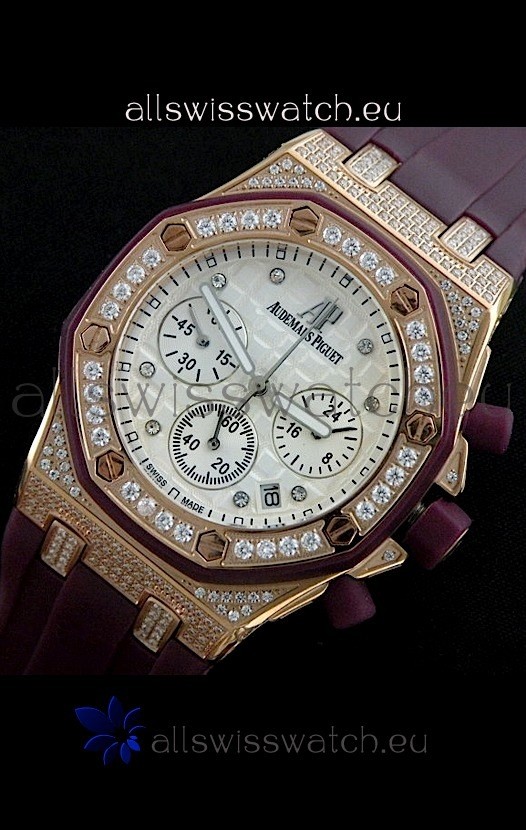 IMG_9085 Audemars Piguet Royal Oak Ladies Alinghi Limited Edition Gold in White Dial Replica 2