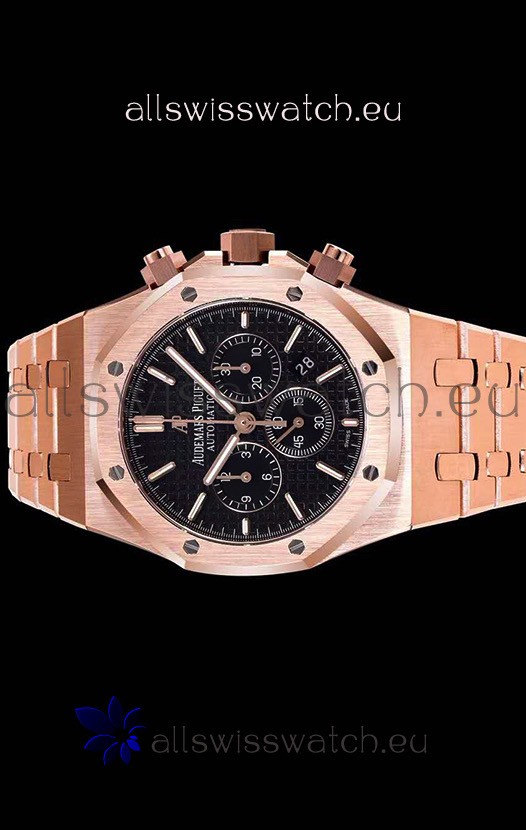 IMG_9085 Audemars Piguet Royal Oak Chronograph Pink Gold Case Black Dial - 1:1 Mirror Replica 2