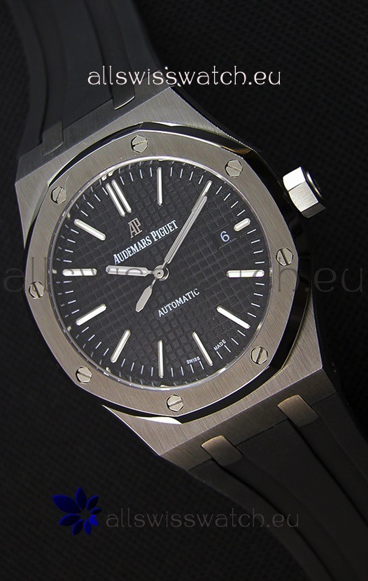 IMG_9085 Audemars Piguet Royal Oak 41MM Black Dial Rubber Strap - 1:1 Mirror Ultimate Edition Replica 2