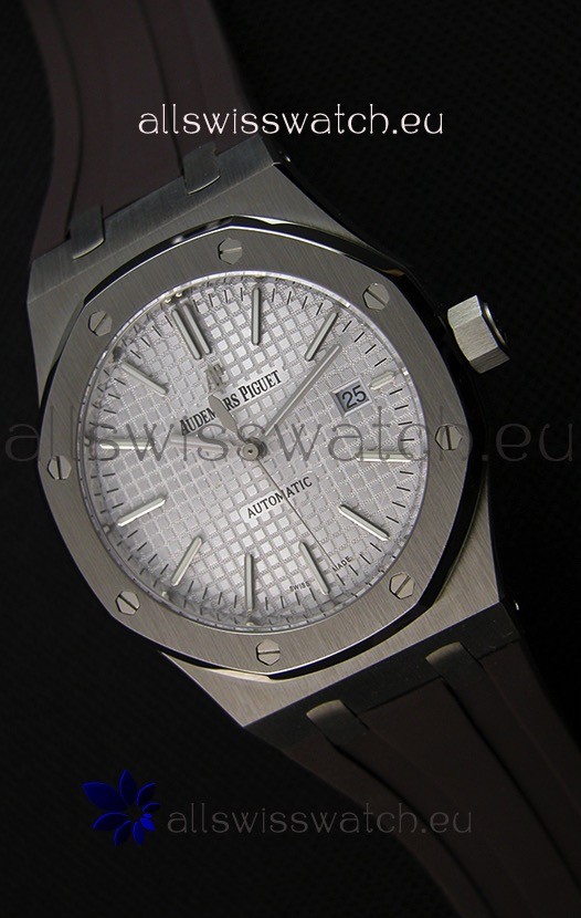 IMG_9085 Audemars Piguet Royal Oak 41MM Silver Dial Rubber Strap - 1:1 Mirror Ultimate Edition Replica 2