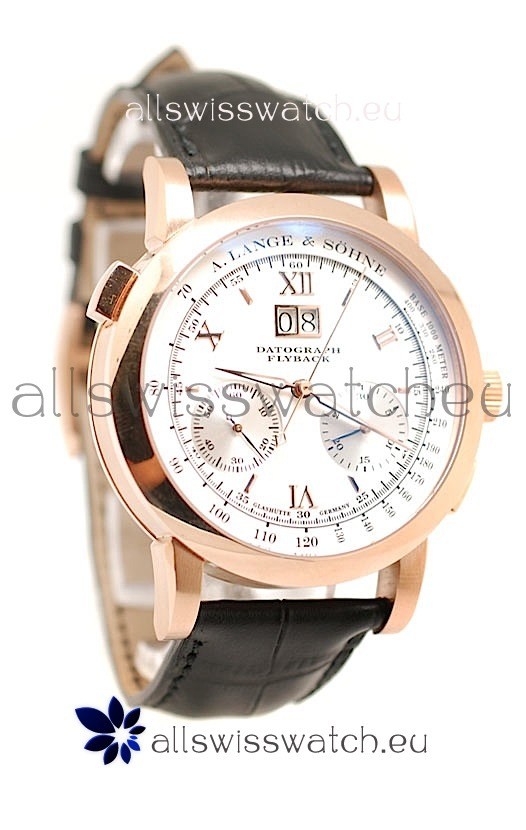 A. Lange & Sohne Datograph Flyback Rose Gold in White Dial Replica 2