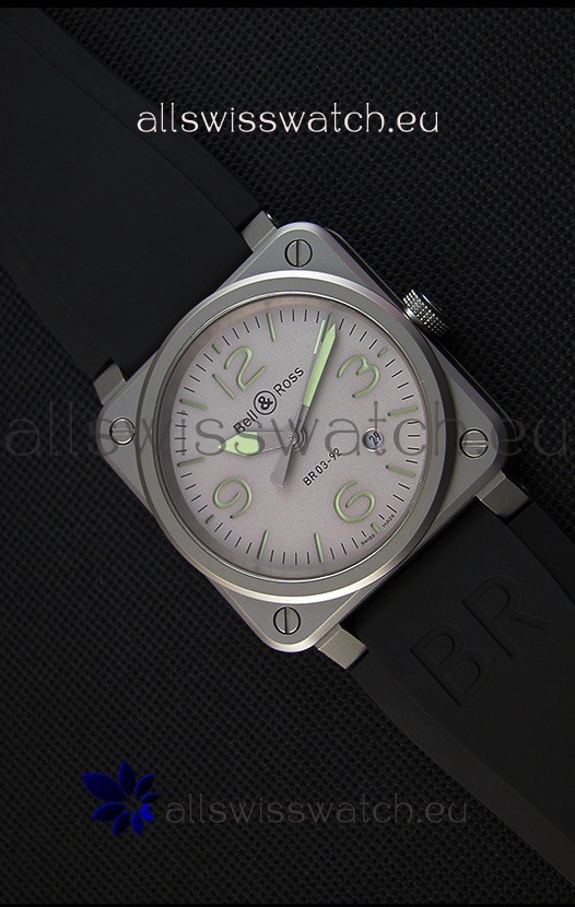 IMG_9085 Bell & Ross BR03-92 Horolum Grey Dial Rubber Strap1:1 Mirror Replica 2