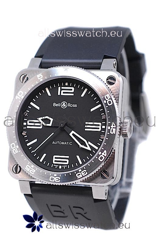 IMG_9085 Bell and Ross BR 03 Type Aviation Brushed Steel Automatic in Black Dial Replica 2
