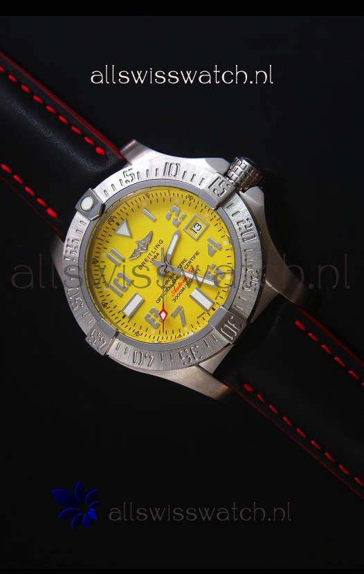 IMG_9085 Breitling Avenger II Seawolf Black Leather Strap 45MM - 1:1 Mirror Replica 2