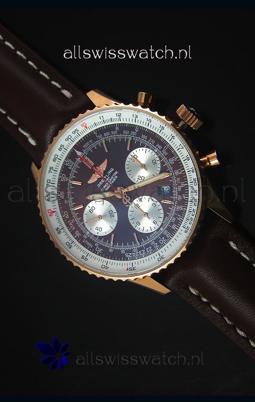IMG_9085 Breitling Navitimer 01 Brown Dial Rose Gold 1:1 Mirror Replica 2