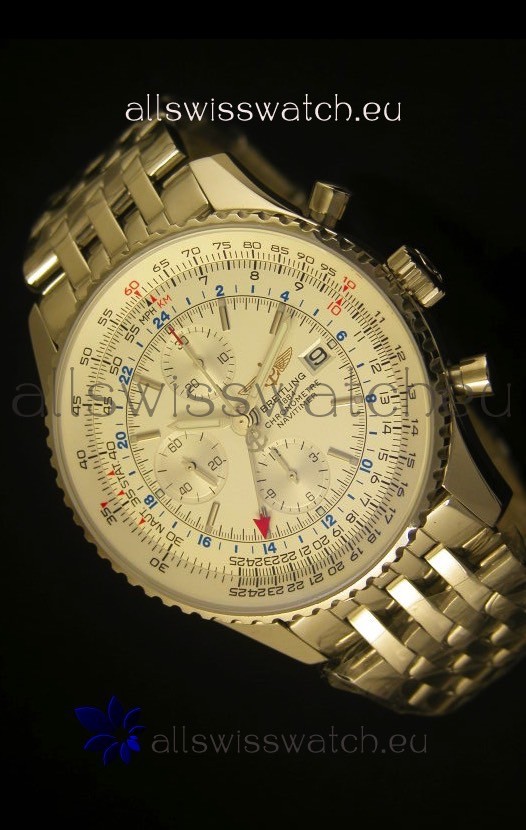 IMG_9085 Breitling Navitimer World GMT - 1:1 Mirror Ultimate Edition White Dial Replica 2