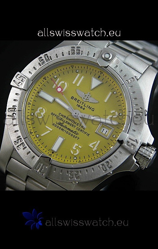 IMG_9085 Breitling Chronomatin Steel Strap Yellow Dial Replica 2