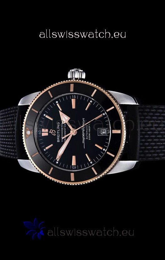 IMG_9085 Breitling SuperOcean Heritage II 44MM Black Dial Two Tone 904L Rubber Strap 1:1 Mirror Replica 2
