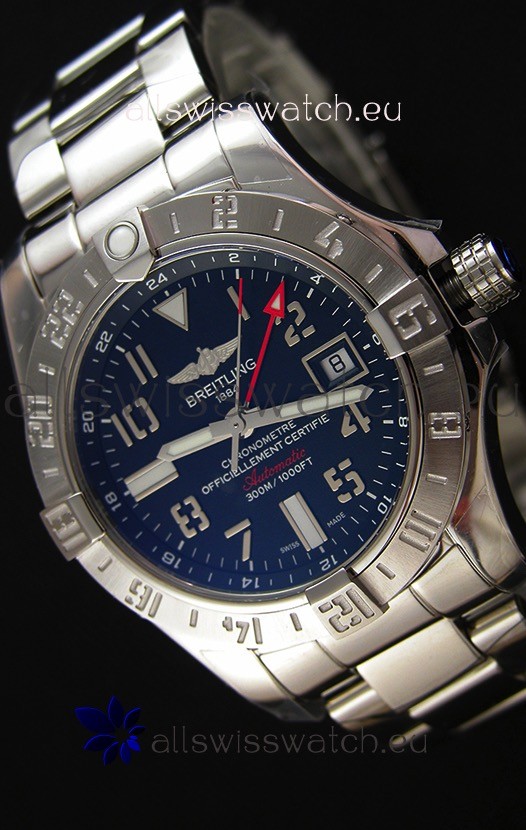 IMG_9085 Breitling Avenger II GMTin Black Dial Steel Strap 1:1 Mirror Version Replica 2
