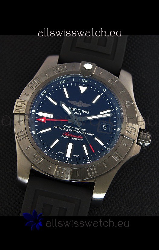 IMG_9085 Breitling Avenger II BlackSteel GMTRubber Strap 1:1 Mirror Replica 2