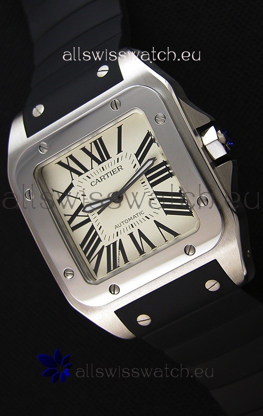 IMG_9085 Cartier Santos De Cartier 1:1 Mirror 39MM Rubber Strap Replica 2