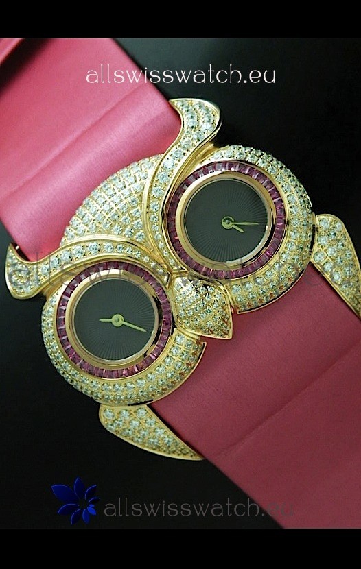 IMG_9085 Chopard Animal World Ladies Owl Black Full Diamond in Black Dial Replica 2