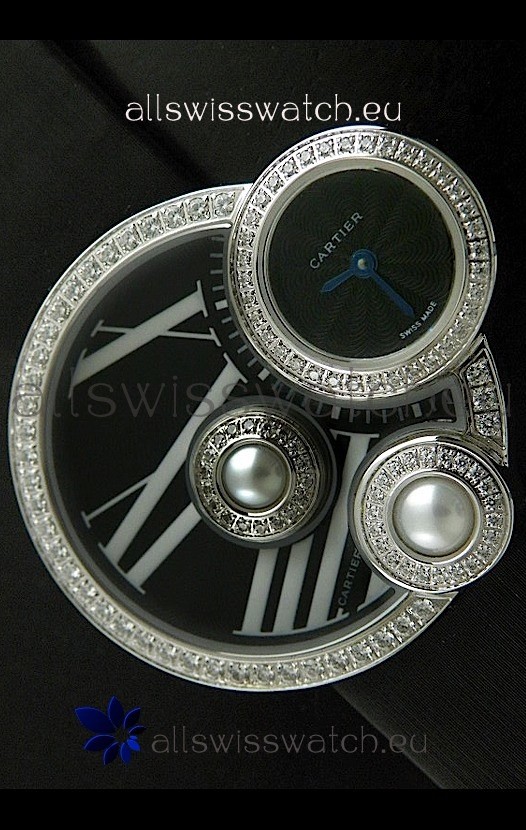 IMG_9085 Cartier Jewellery Pearl Diamond in Black Dial Replica 2