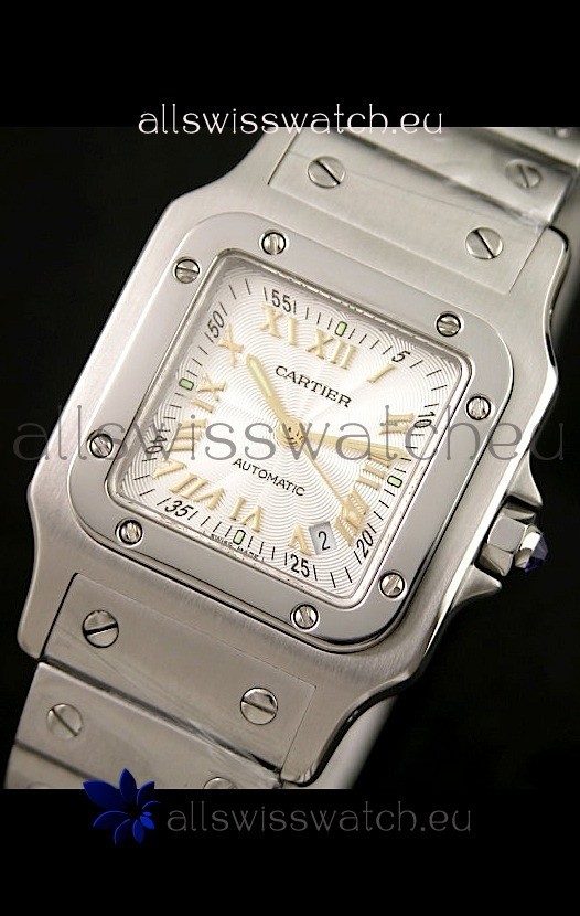 IMG_9085 Cartier Santos- Automatic Movement in Gold Numerals Replica 2
