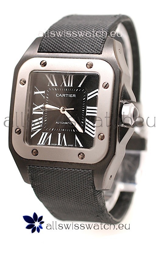 IMG_9085 Cartier Santos 100in Black Dial Replica 2
