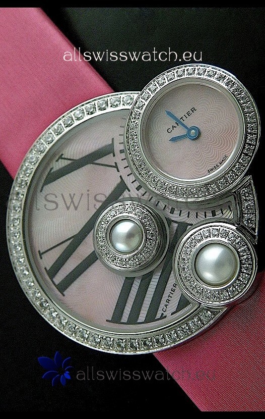 IMG_9085 Cartier Jewellery Pearl Diamond in Pink Strap Replica 2