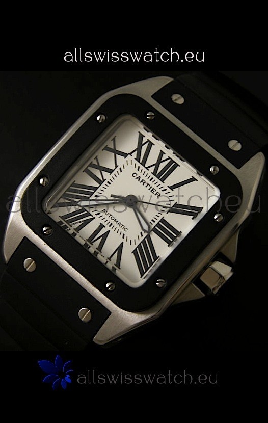 IMG_9085 Cartier Santos 100 Automatic in Black Replica 2