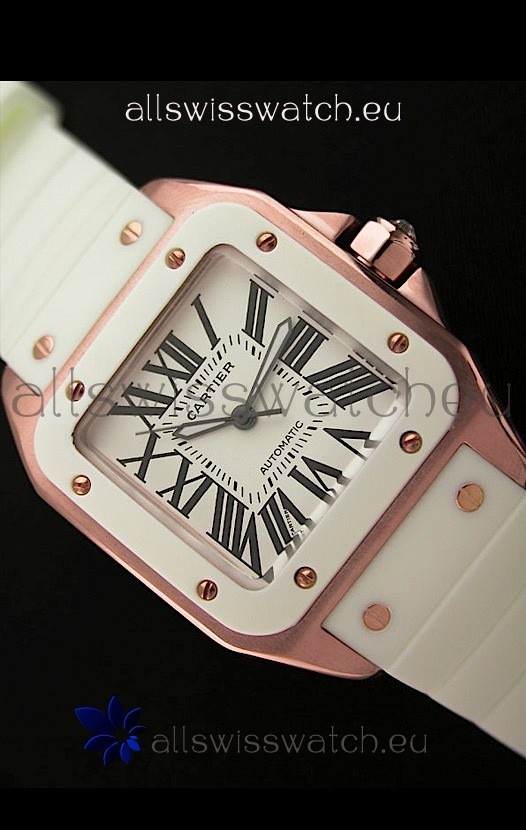 IMG_9085 Cartier Santos 100in Pink Gold Casing Replica 2