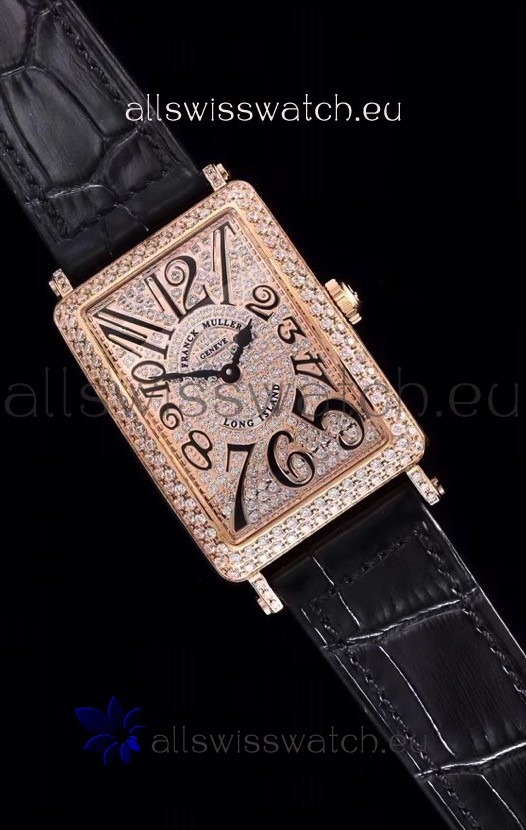 IMG_9085 Franck Muller Long Island Color Dreams Pink Gold in Black Strap Replica 2