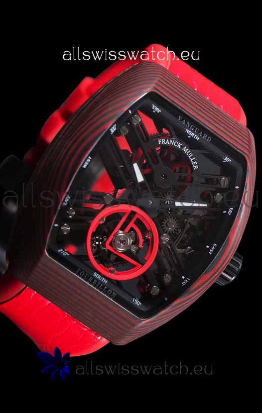 IMG_9085 Franck Muller Vanguard Skeleton Tourbillon Red Carbon Replica 2