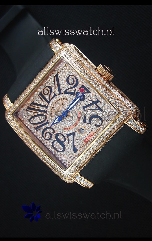 IMG_9085 Franck Muller Conquistador King Automatic in Pink Gold with Nylon Strap Replica 2
