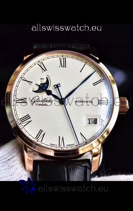 IMG_9085 Glashuette Senator Excellence Panorama Date Moon Phase Pink Gold Replica 2