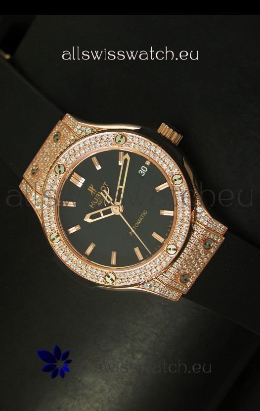 Hublot Classic Fusion 39MM Rose Gold Diamonds Case Replica 2