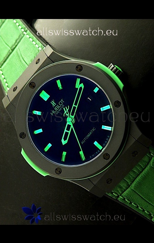 IMG_9085 Hublot Big Bang Classic Fusion Ceramic Case in Green Strap Replica 2