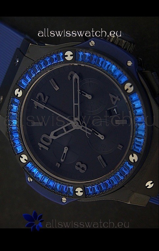 IMG_9085 Hublot Big Bang Limited Edition All Black in Blue Dial Replica 2