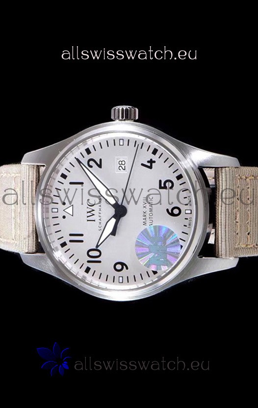 IWC Pilot's MARK XVIII Aviator 1:1 in 904L Steel Case - Beige Nylon Strap Replica 2