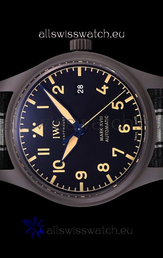 IMG_9085 IWC Pilot's MARK XVIII Heritage 1:1 904L Steel Casing Black Matte Finishing Replica 2
