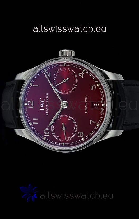 IMG_9085 IWC Portugieser IW500714 1:1 Mirror 904L Steel Burgundy Dial Replica 2