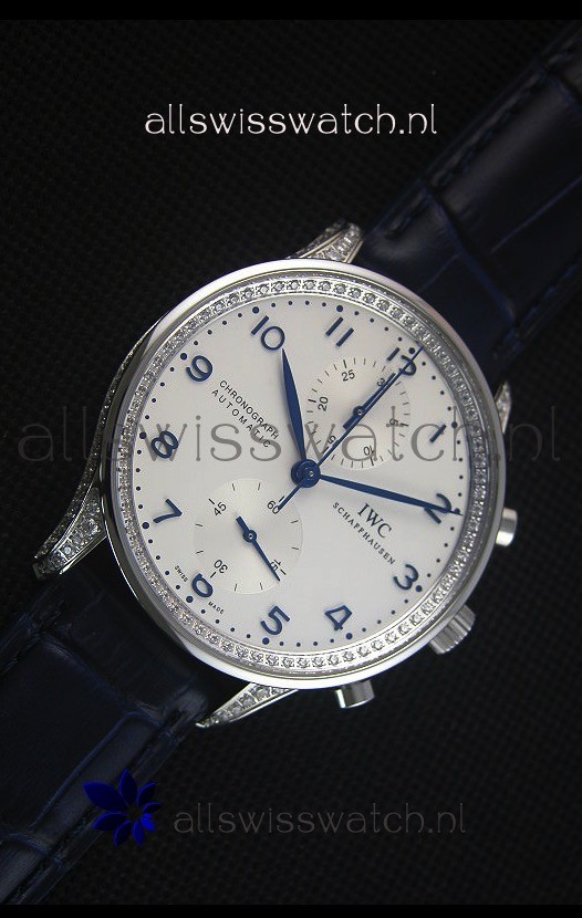 IWC Portuguese Chronograph White Dial with Diamonds 1:1 Mirror Replica 2