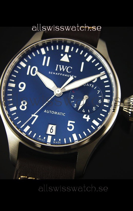 IMG_9085 IWC Big Pilot IW500901 - Functional Power Reserve Brown Strap Blue Dial 1:1 Mirror Replica 2