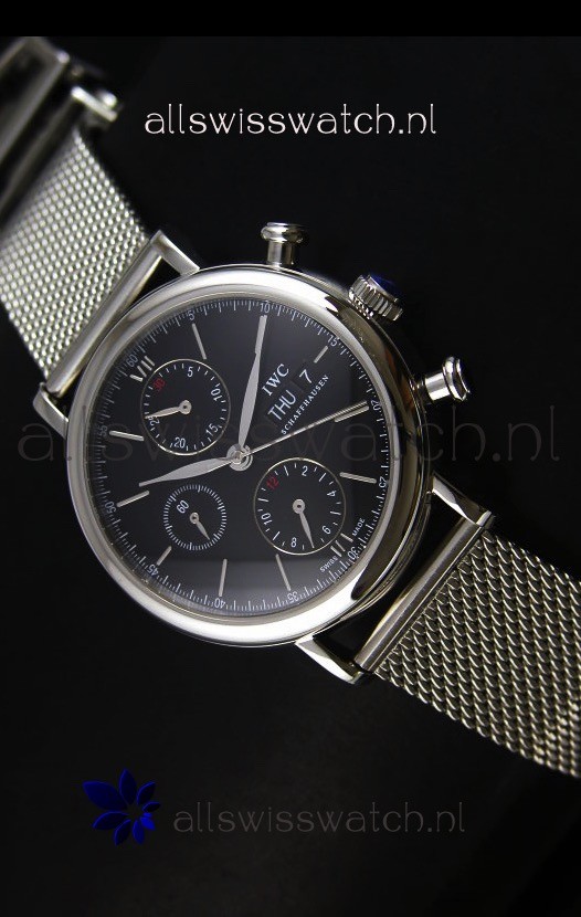 IMG_9085 IWC Portofino Chronograph in Mesh Strap Black Dial Replica 2