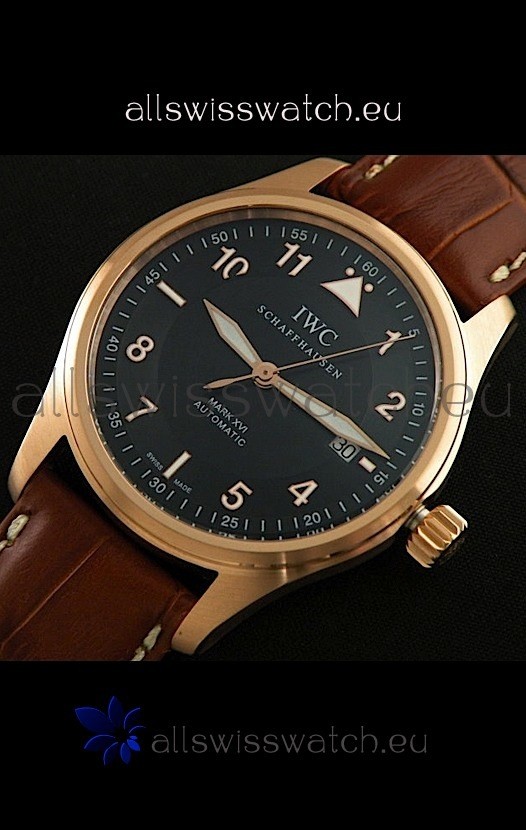 IMG_9085 IWC Fliegeruhr International Co. Automatic Rose Gold in Black Dial Replica 2