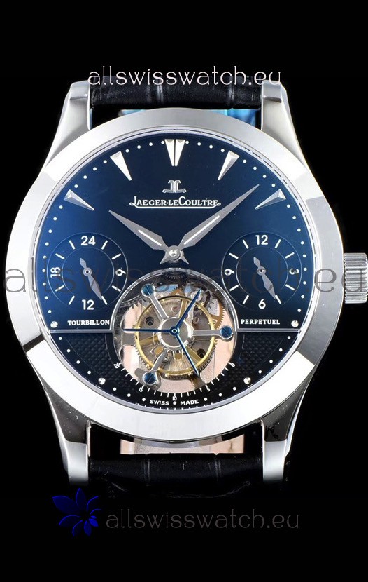 IMG_9085 Jaeger LeCoultre Perpetual Tourbillon 904L Steel Case Black Dial Replica 2