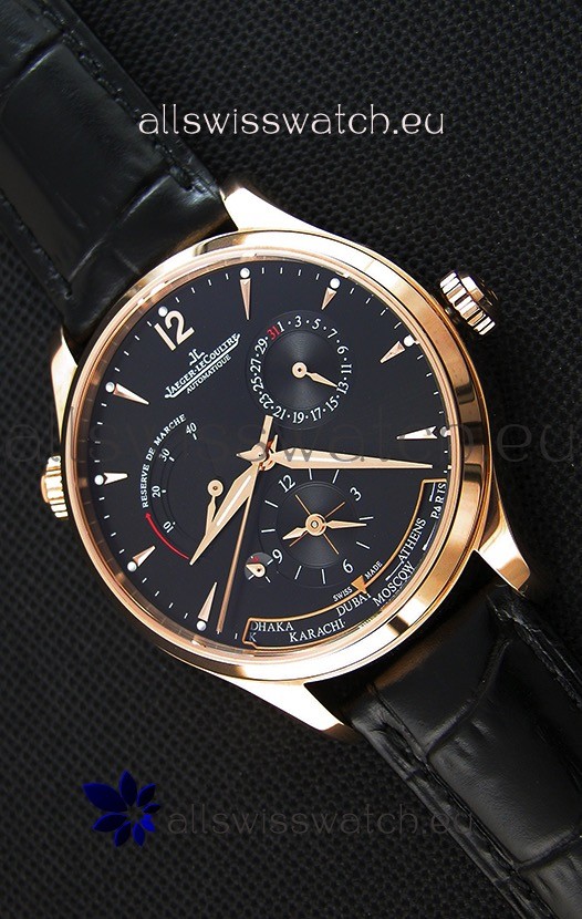 IMG_9085 Jaeger LeCoultre Master Geographic Power Reserve Pink Gold Black Dial Replica 2