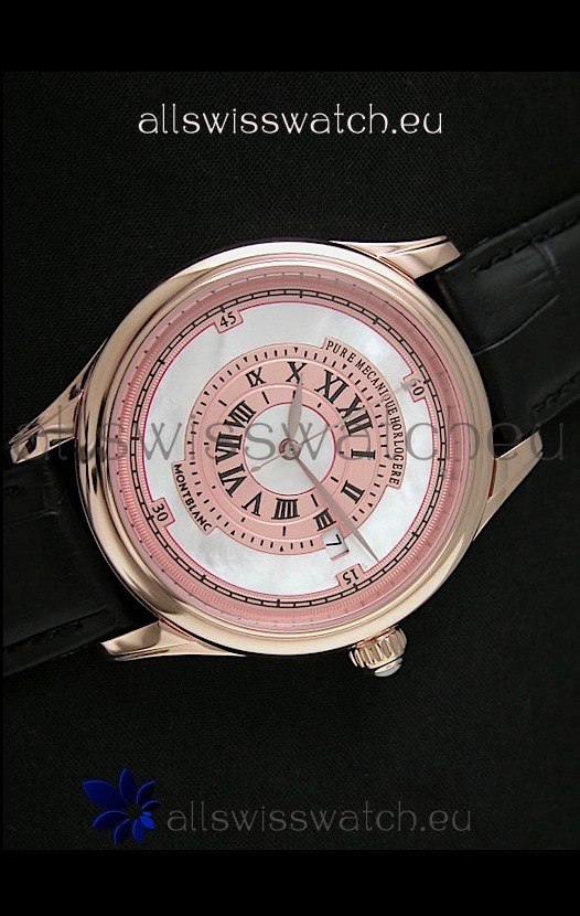 IMG_9085 Montblanc Pure Mechanique Horlogere Rose Gold in Mop Pink Dial Replica 2