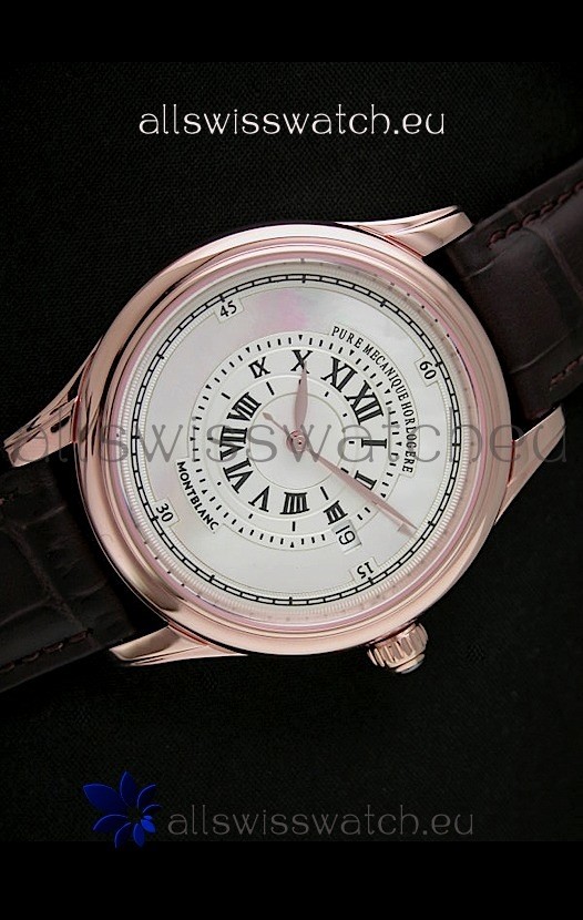 IMG_9085 Montblanc Pure Mechanique Horlogere Rose Gold in Mop White Dial Replica 2