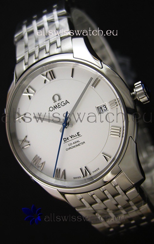 Omega De-Ville Annual Calendar Steel Strap1:1 Mirror Edition in White Dial Replica 2
