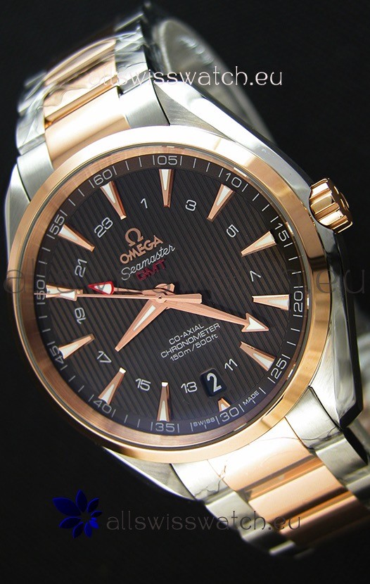 IMG_9085 Omega Seamaster Aqua Terra GMT 150M 43MM 1:1 Mirror Two Tone Case Replica 2