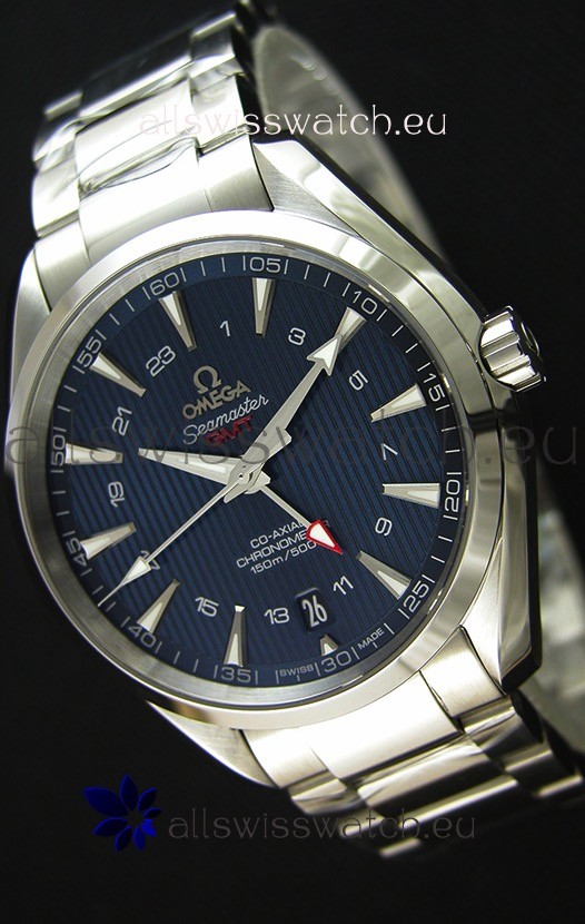 IMG_9085 Omega Seamaster Aqua Terra GMT 150M 43MM 1:1 Mirror Blue Dial Replica 2