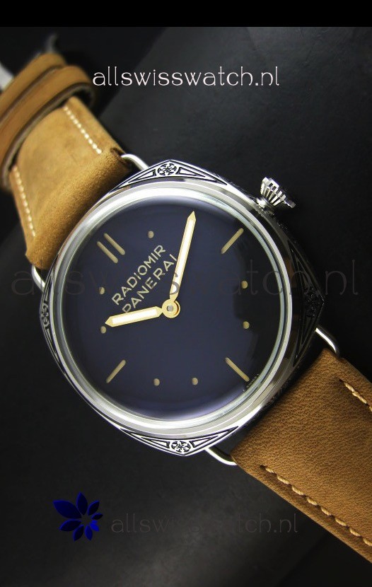 IMG_9085 Panerai Radiomir PAM425 Floral engraved Case in Stainless Steel Case Replica 2