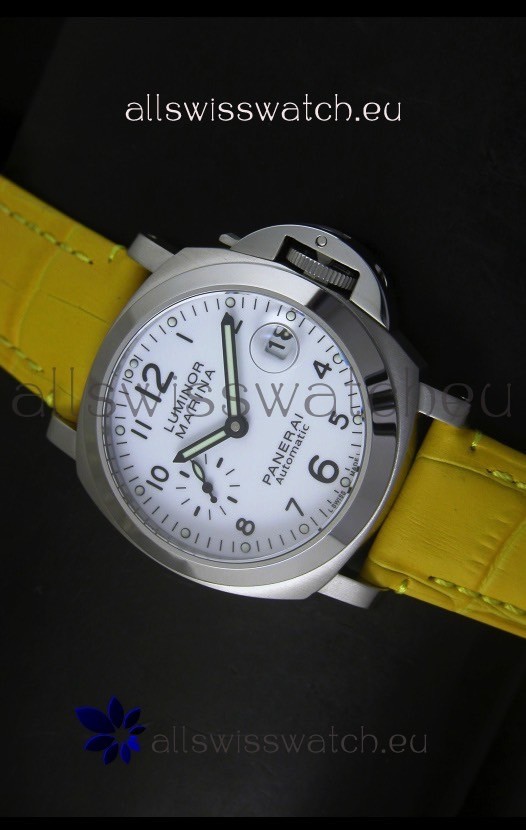 IMG_9085 Panerai Luminor Marina PAM49 40MM - Yellow Strap Replica 2