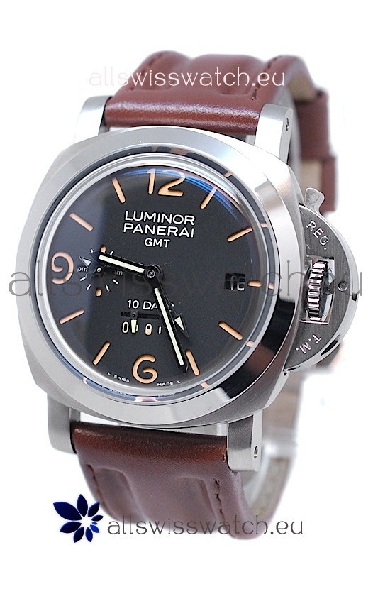 IMG_9085 Panerai Luminor GMT 10 Daysin Brown Strap Replica 2